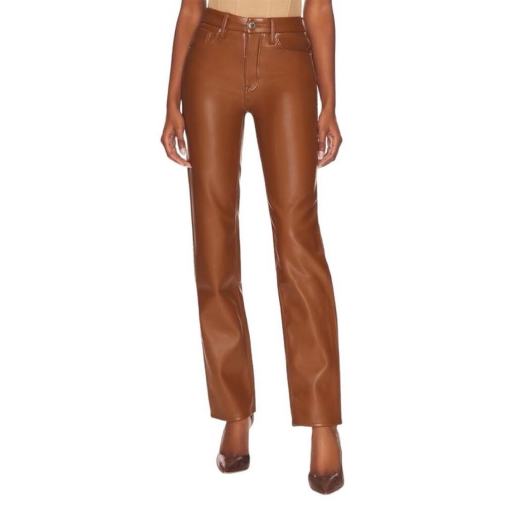 Good American Better Than Leather Good Icon burnt caramel brown pants 8/29 NWT